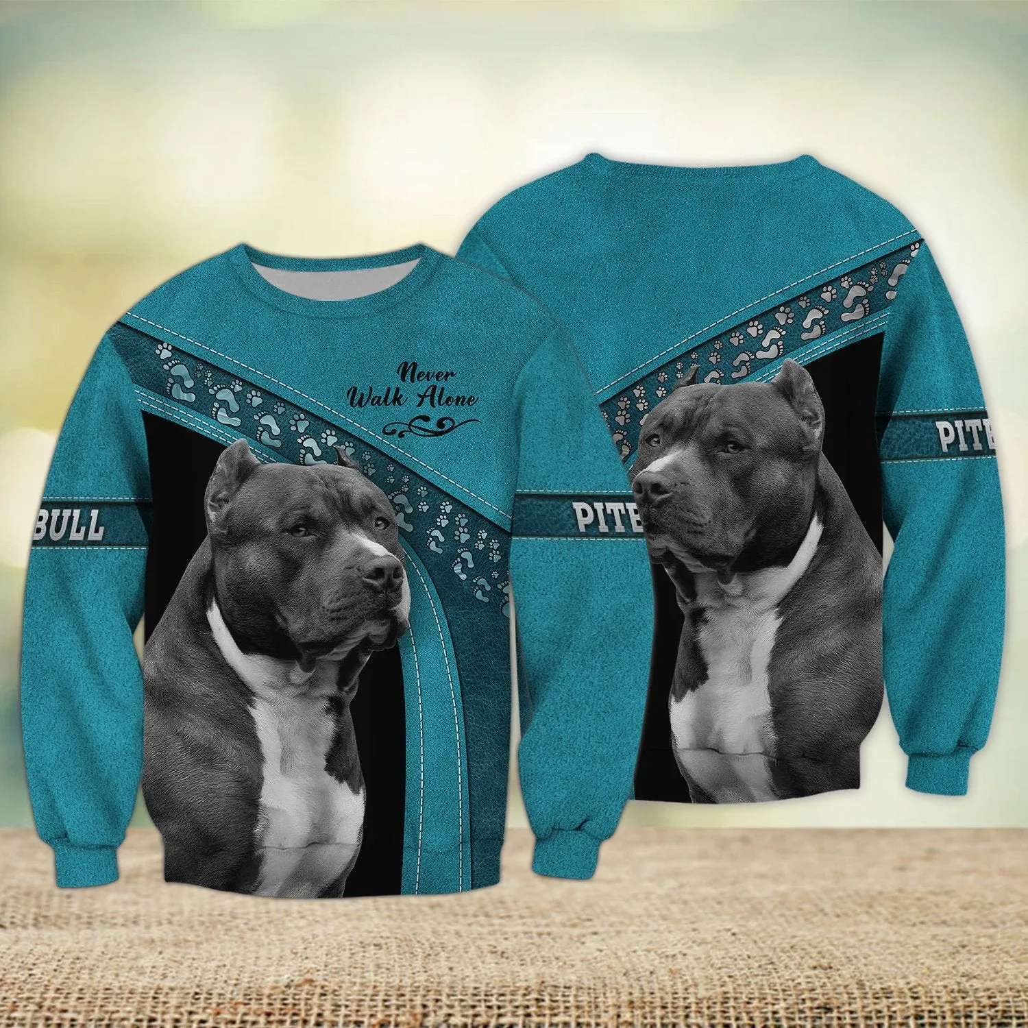Pitbull Love Multicolor Never Walk Alone 3D Full Print Shirts, Sweatshirt for Dog Lovers Christmas