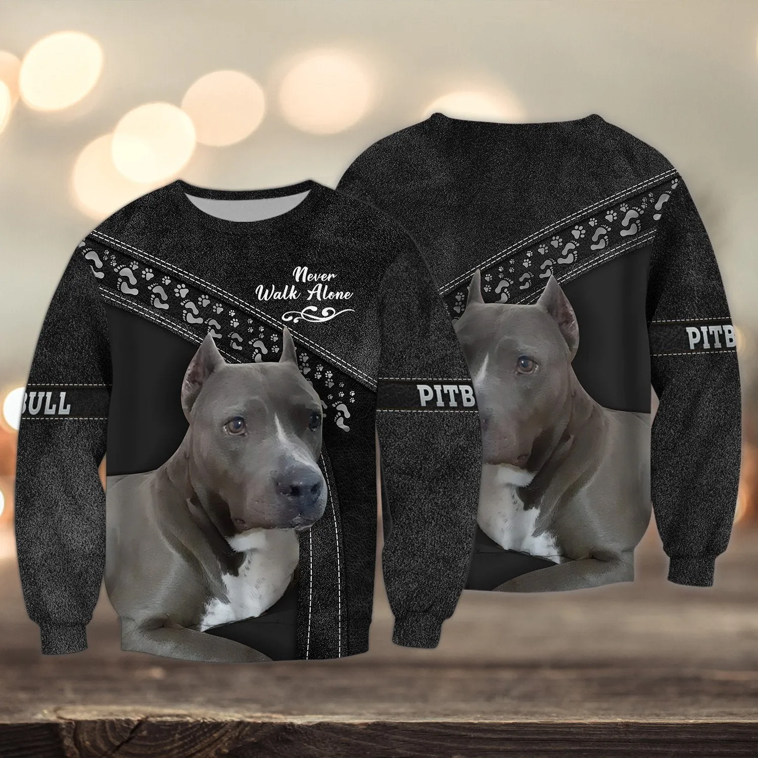Pitbull Love Multicolor Never Walk Alone 3D Full Print Shirts, Sweatshirt for Dog Lovers Christmas