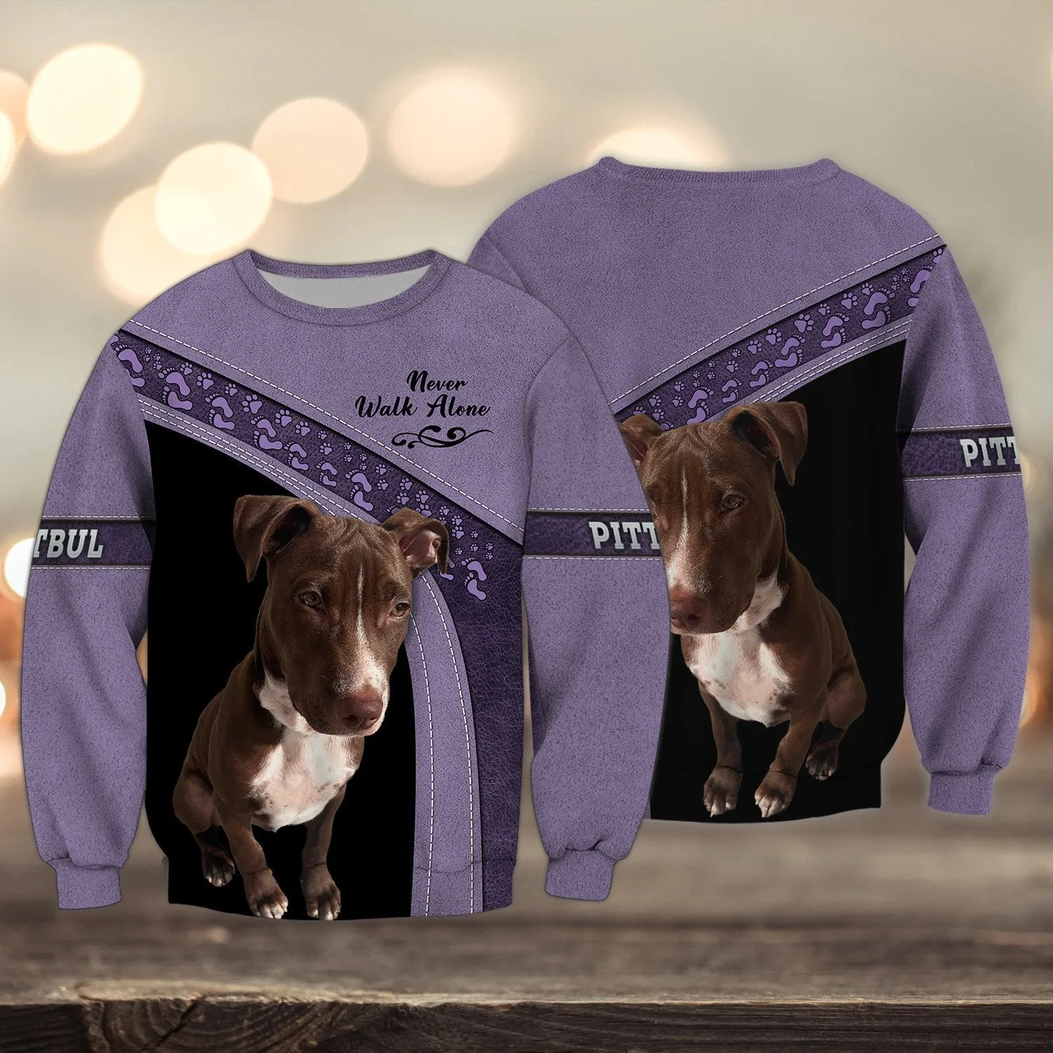Pitbull Love Multicolor Never Walk Alone 3D Full Print Shirts, Sweatshirt for Dog Lovers Christmas