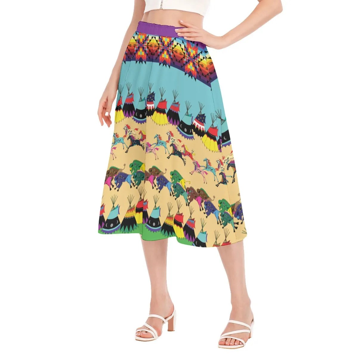 Prairie Bison Women's Long Section Chiffon Skirt