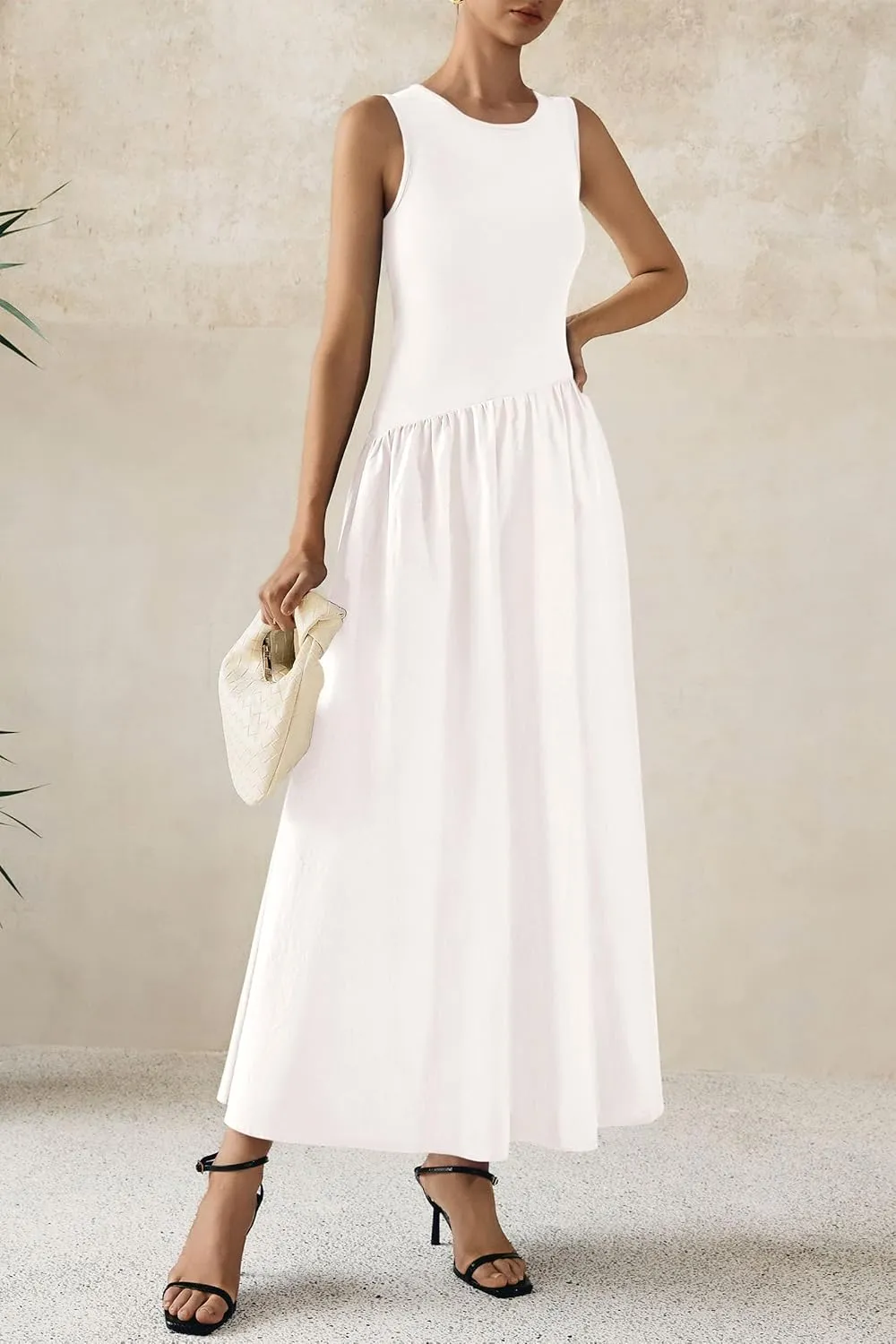 PRETTYGARDEN Women's Maxi Sundress Casual Summer 2025 Sleeveless Asymmetrical Drop Waist Patchwork Long Flowy Tank Dresses