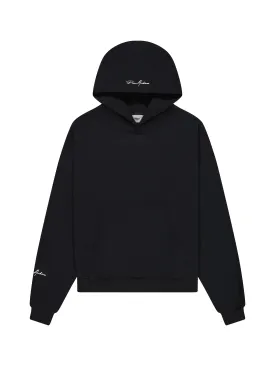 Prior Embroidery Logo Oversized Cropped Hoodie Onyx