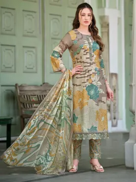 Pure Lawn Cotton Unstitched Suit Material for Women With Dupatta