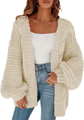 Remikstyt Womens Chunky Cardigan Cable Knit Oversized Open Front Cardigan Sweaters