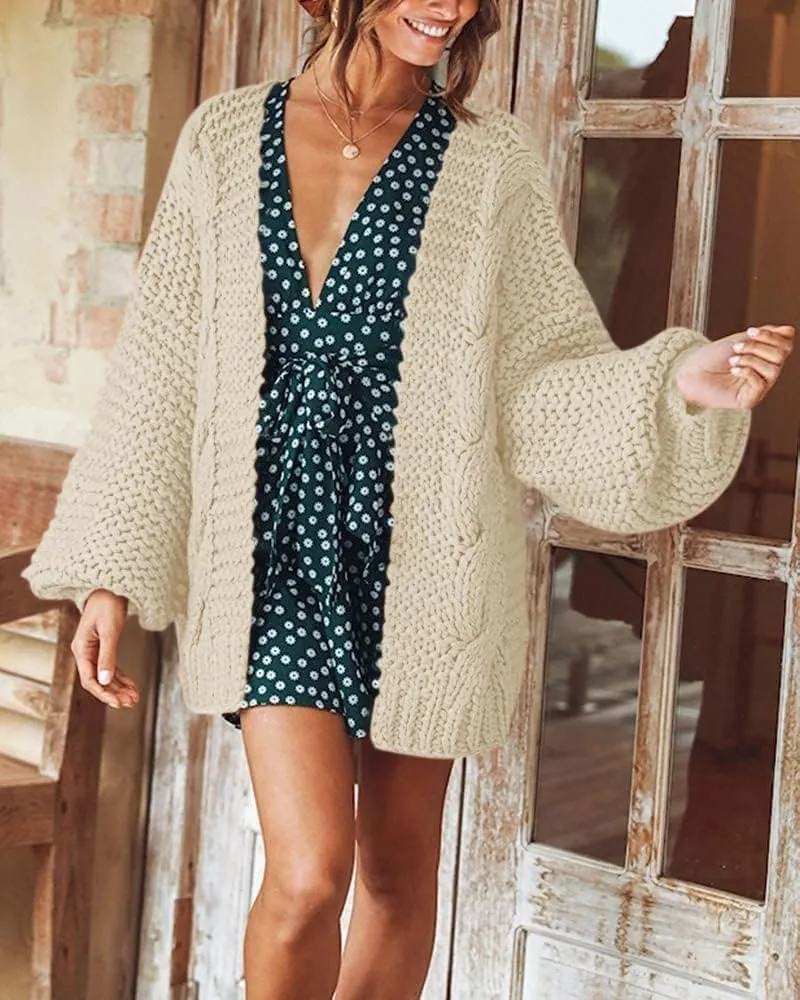Remikstyt Womens Chunky Cardigan Cable Knit Oversized Open Front Cardigan Sweaters