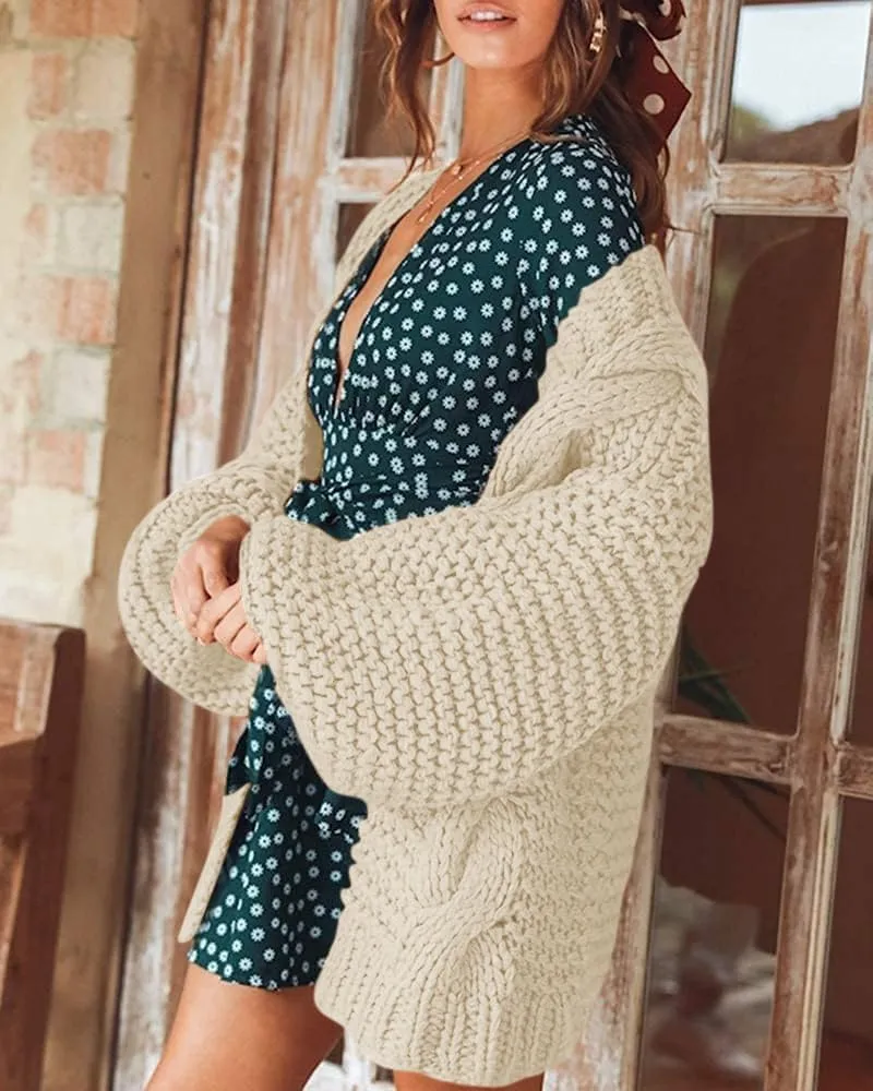 Remikstyt Womens Chunky Cardigan Cable Knit Oversized Open Front Cardigan Sweaters