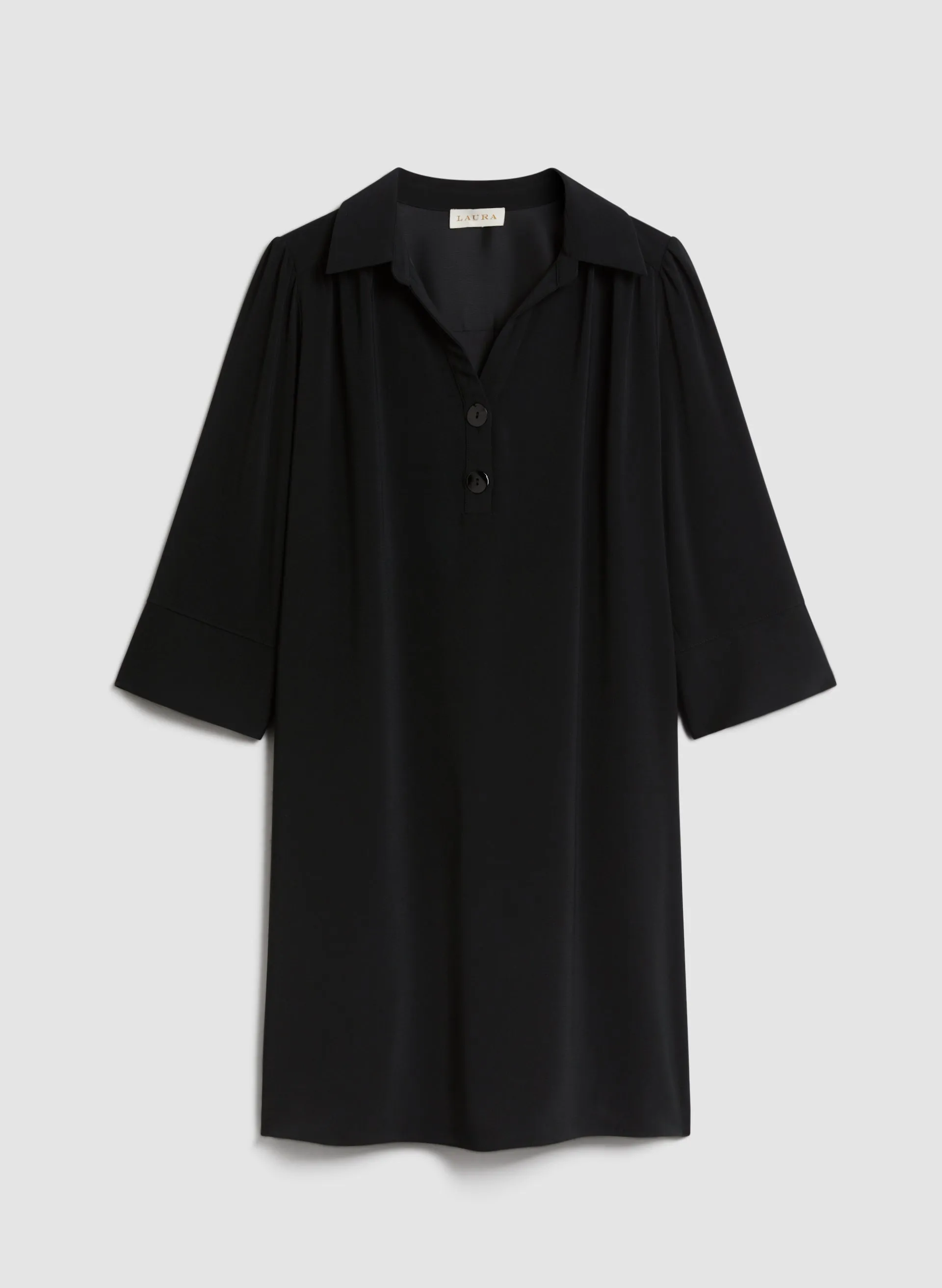 Satin 3/4 Sleeve Shirt Dress