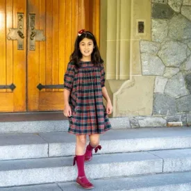 Shelby Dress in Indigo Plaid Bamboo Lux Flannel Finish | RTS
