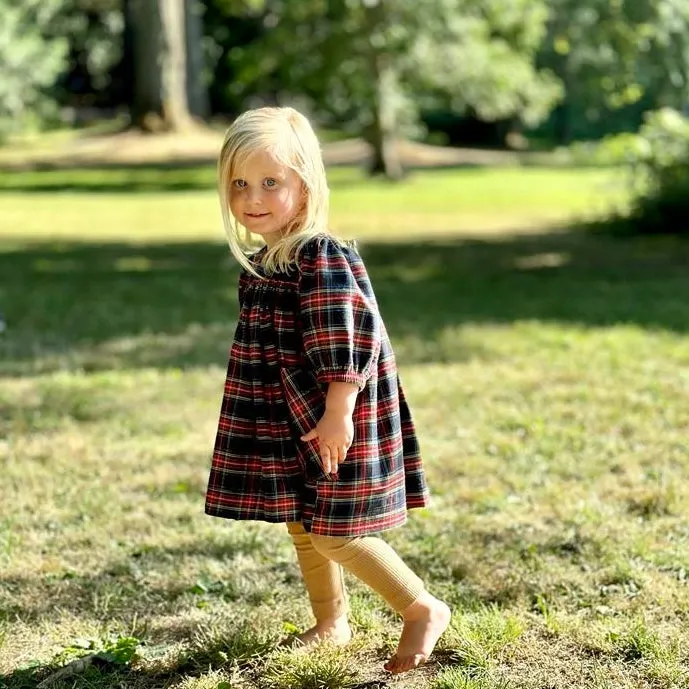 Shelby Dress in Indigo Plaid Bamboo Lux Flannel Finish | RTS