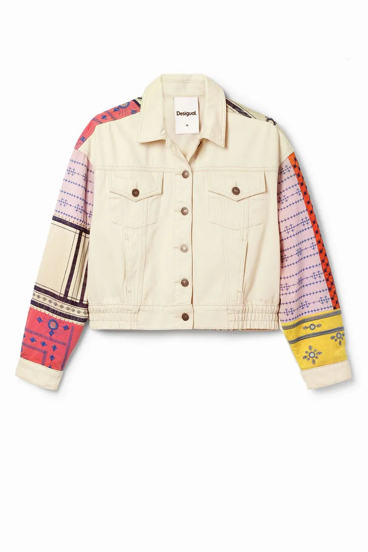 Short Embroidered Denim Jacket