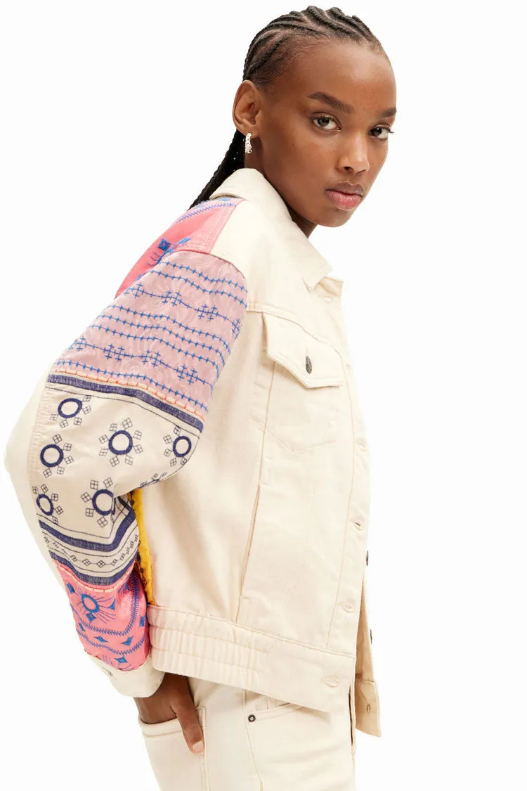 Short Embroidered Denim Jacket