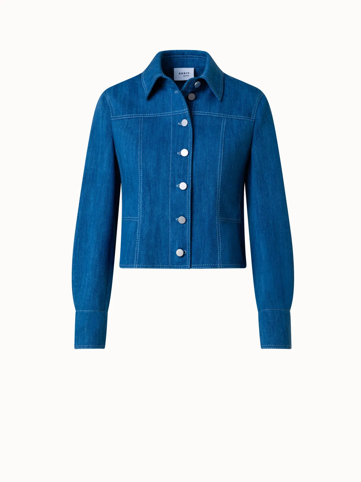 Short Jacket in Washed Denim