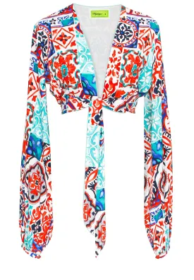 Siciliana - Carmella Cropped Blouse (Pastel Green)