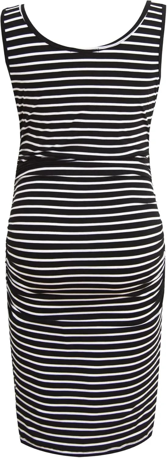 Smallshow Women's Maternity Dress Summer Ruched Pregnancy Tank Dress Clothes