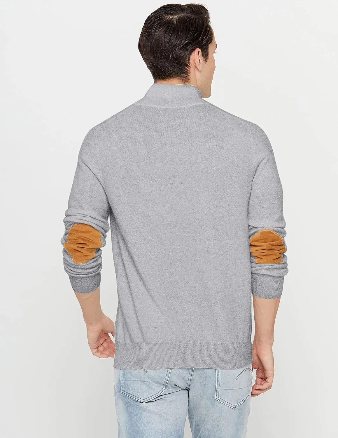 State Cashmere Men's Button Up Mock Neck Sweater 100% Pure Cashmere Long Sleeve Polo Quarter Collar Pullover