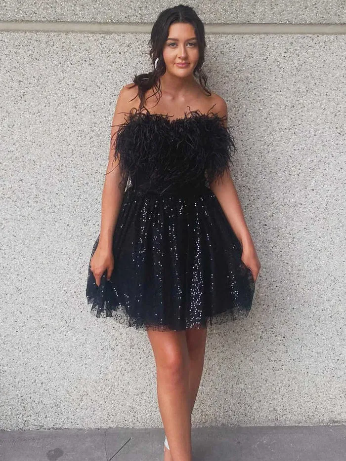 Strapless Sparkly Light Sky Blue Short Homecoming Dress #EWR708