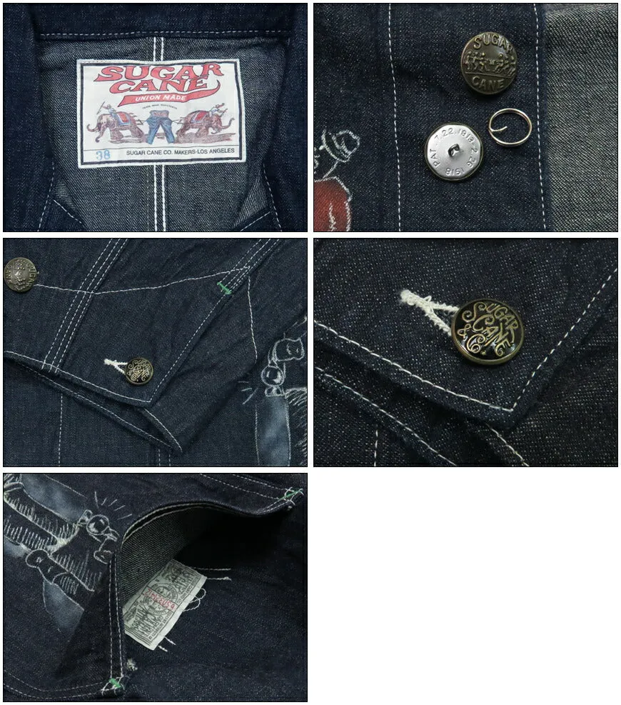 SUGAR CANE シュガーケーン 11oz. デニム ジャケット ワークコート カートゥーン ハンドペイント FICTION ROMANCE フィクションロマンス SC15505