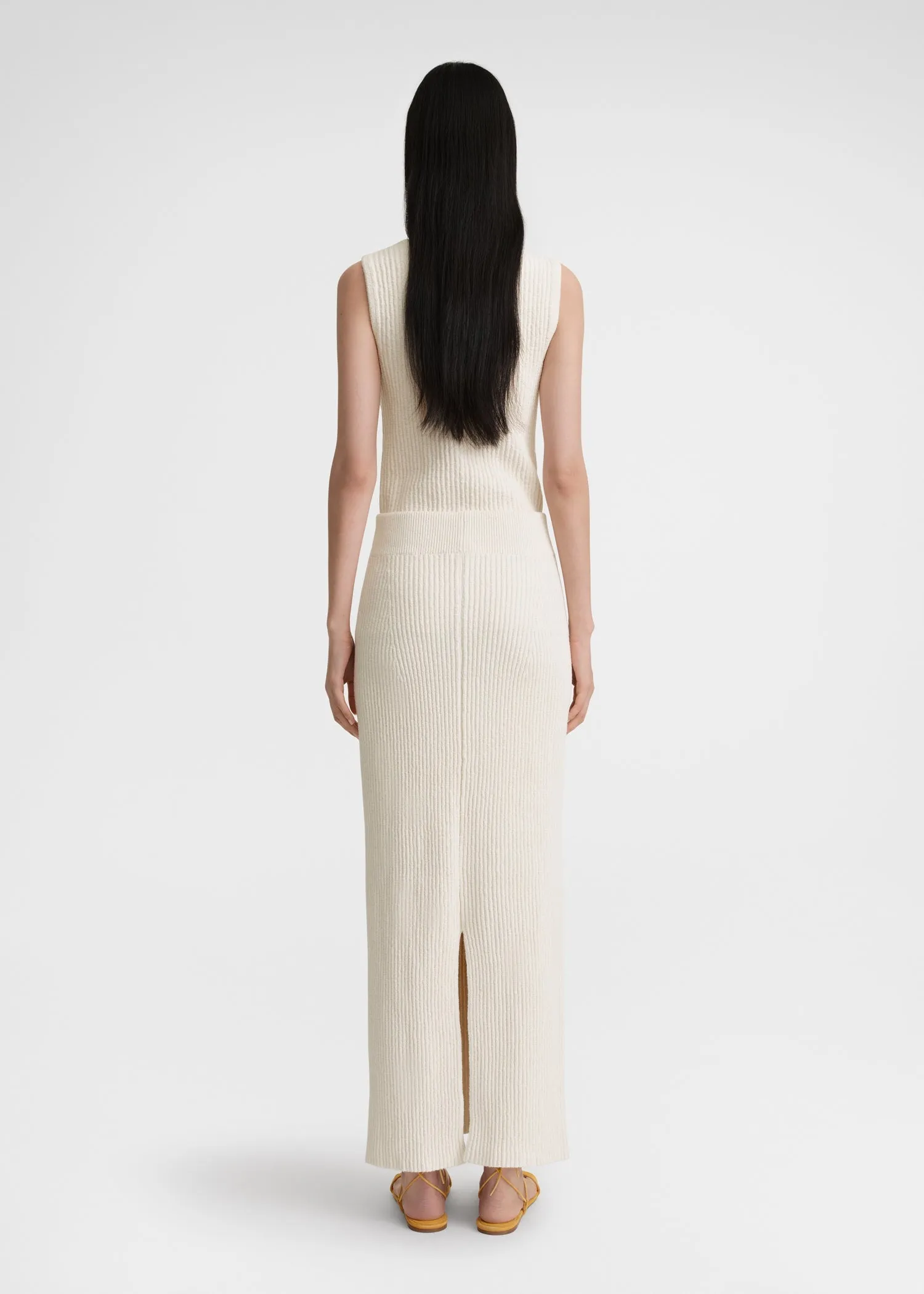 Textured rib skirt ecru