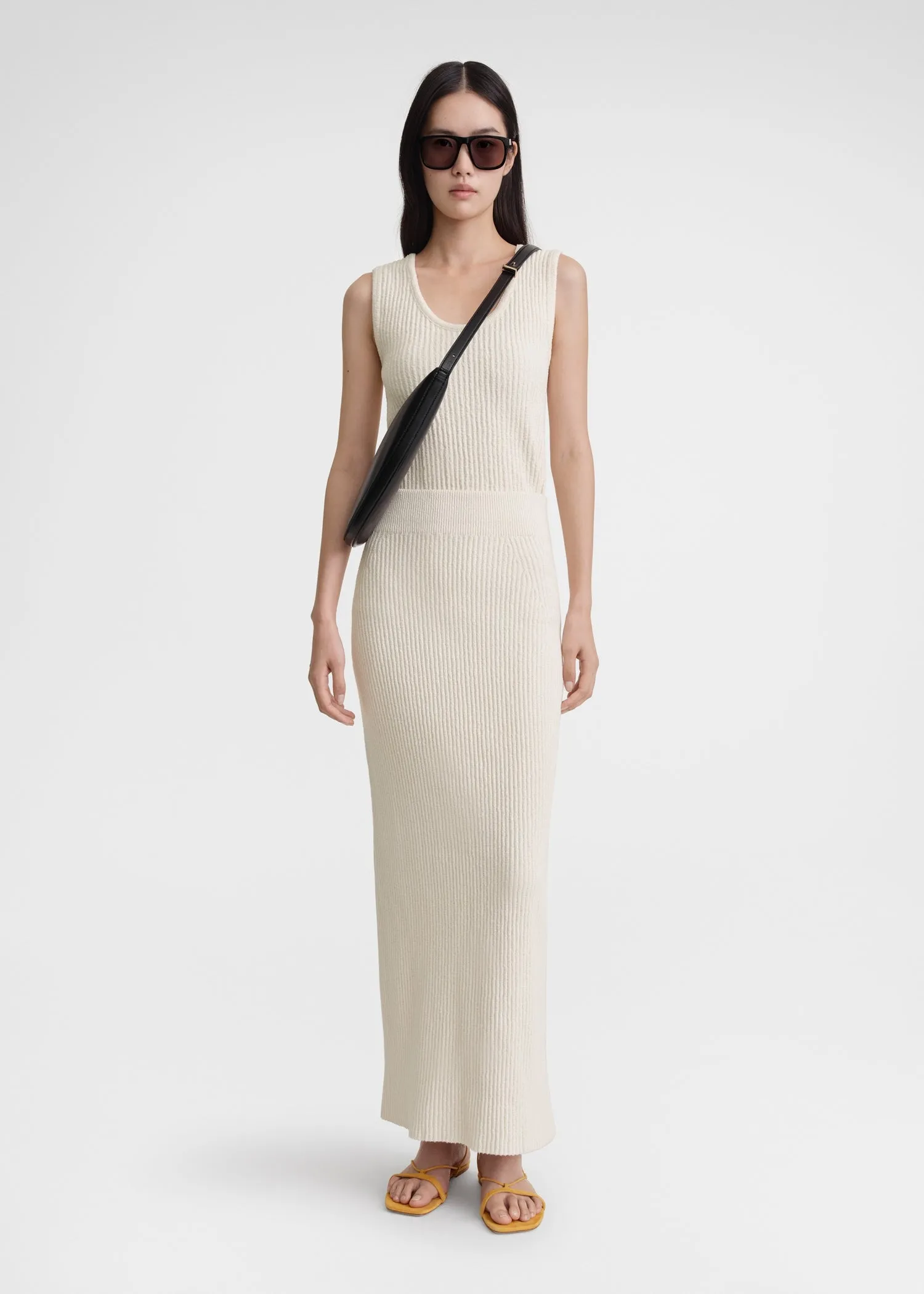 Textured rib skirt ecru