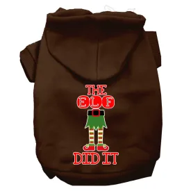 The Elf Did It Screen Print Dog Hoodie Brown Xs