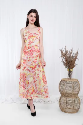 THE SCARLET DRESS IN ORANGE FLORALS