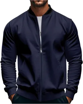 Track Jacket for Men Athletic Workout Lightweight Windproof Jacket Casual Spring Fall Windbreaker Bomber Zip Up Coat