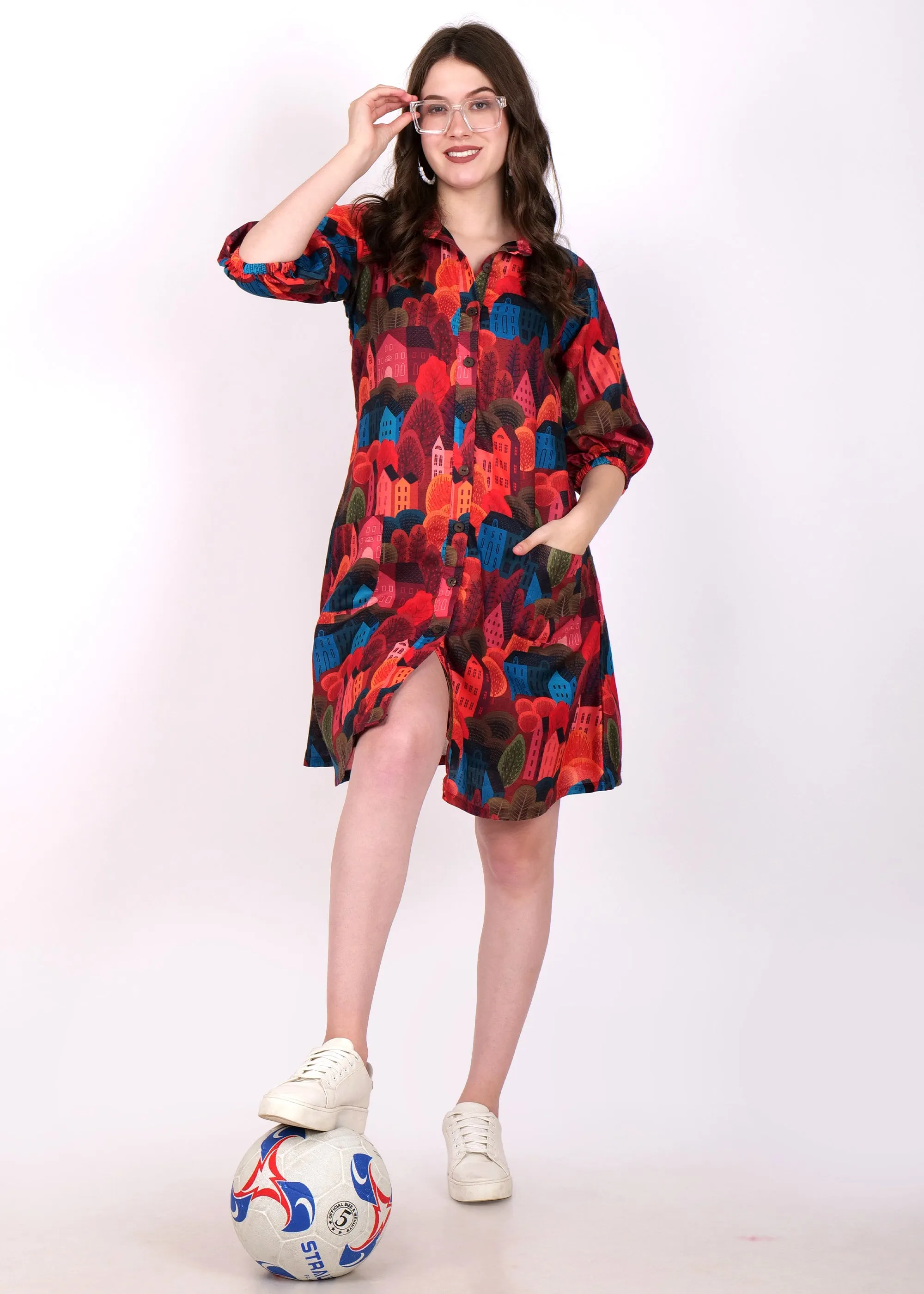 Urban Vibes Printed Shirt Dress