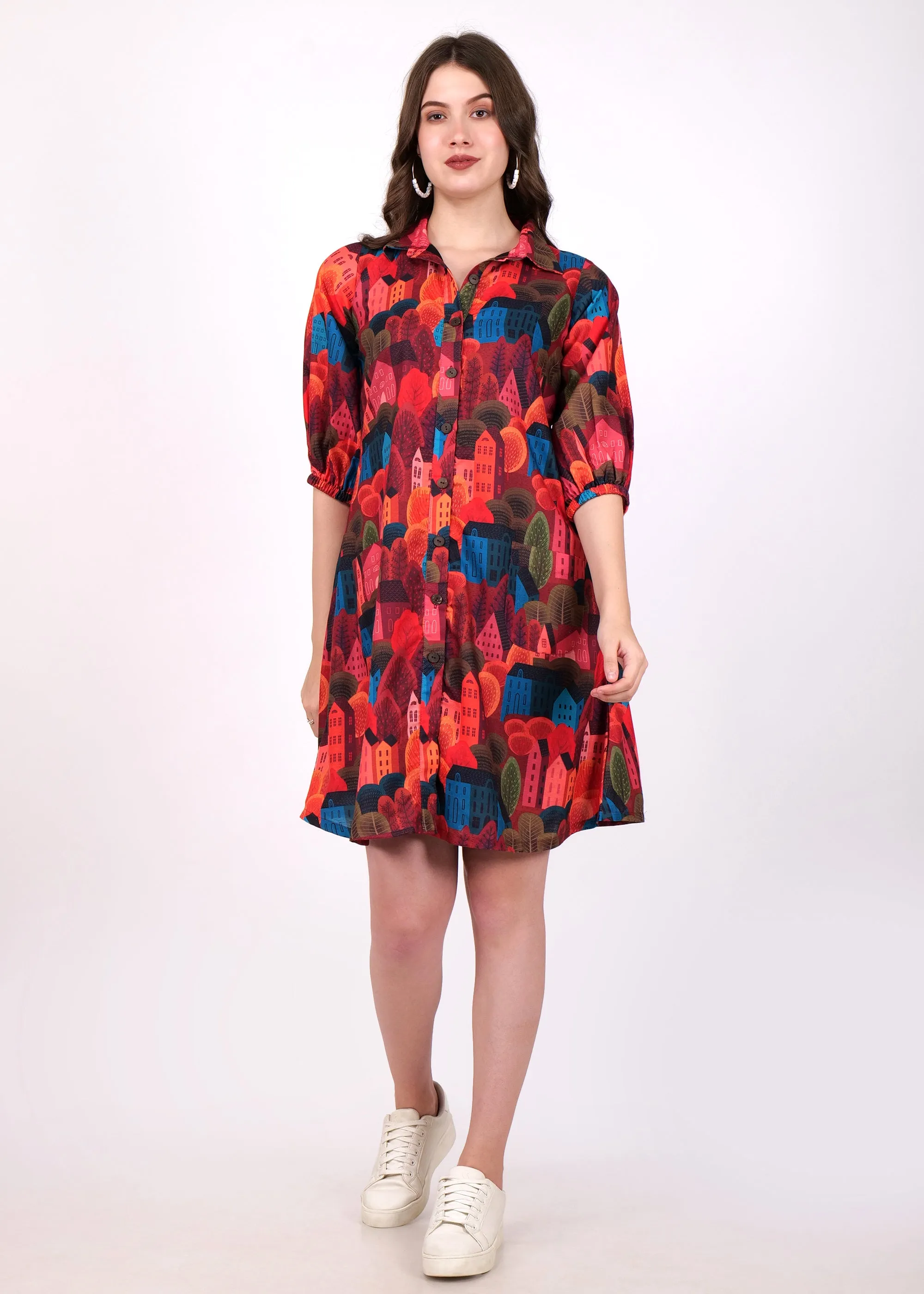 Urban Vibes Printed Shirt Dress
