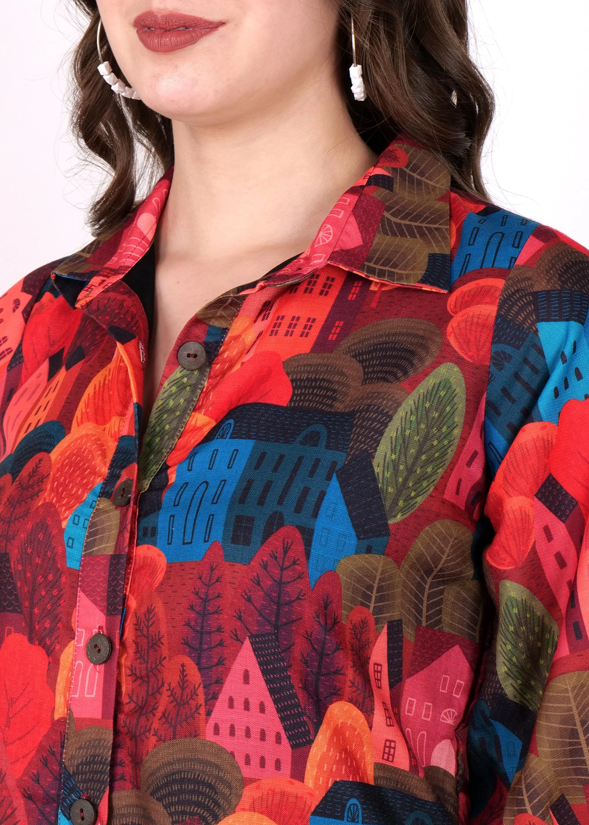 Urban Vibes Printed Shirt Dress