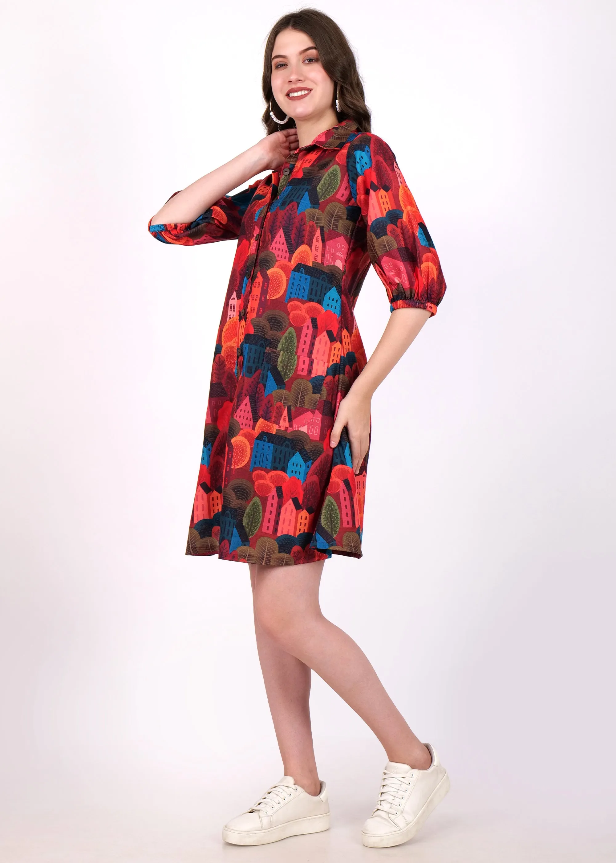 Urban Vibes Printed Shirt Dress