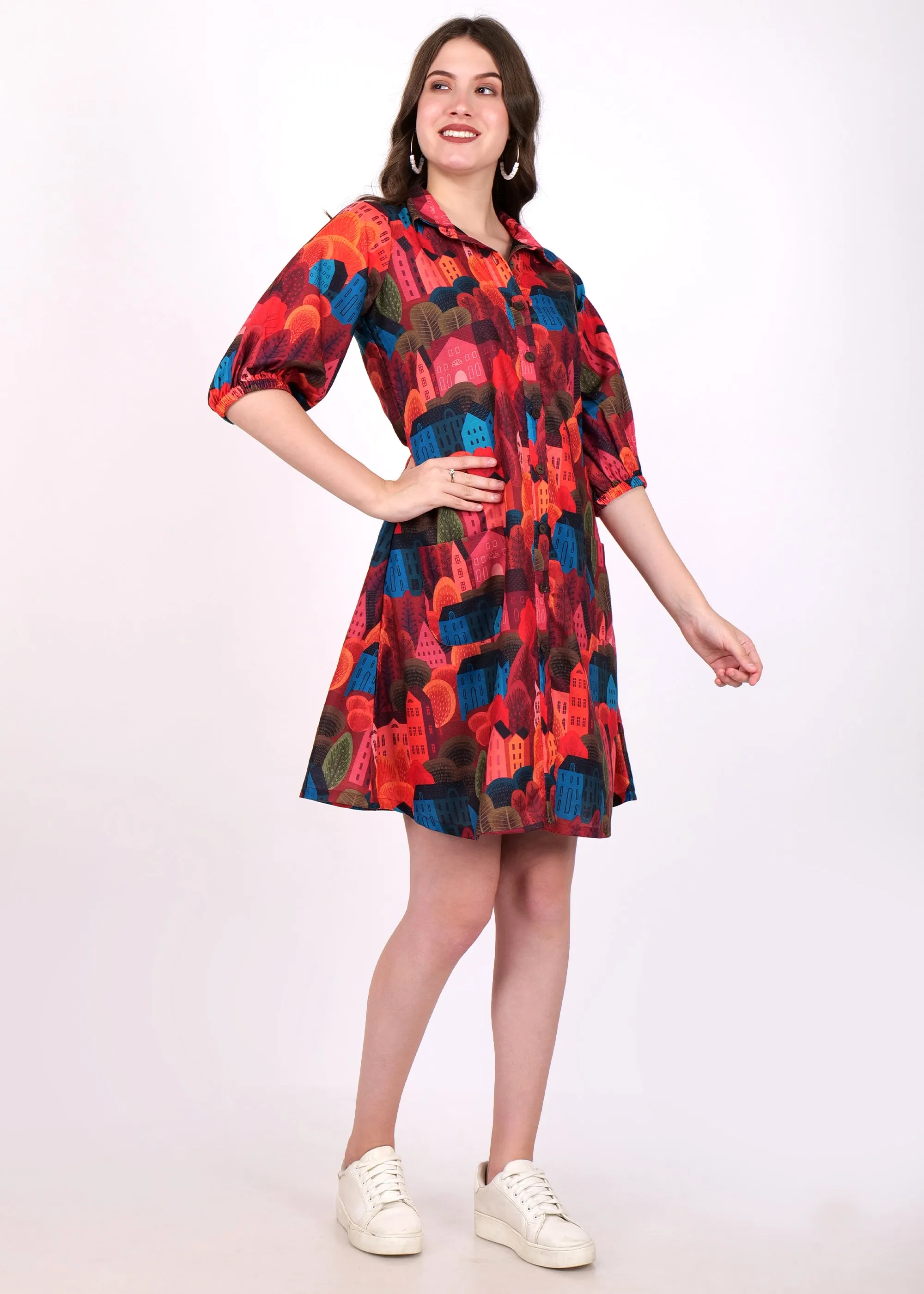 Urban Vibes Printed Shirt Dress