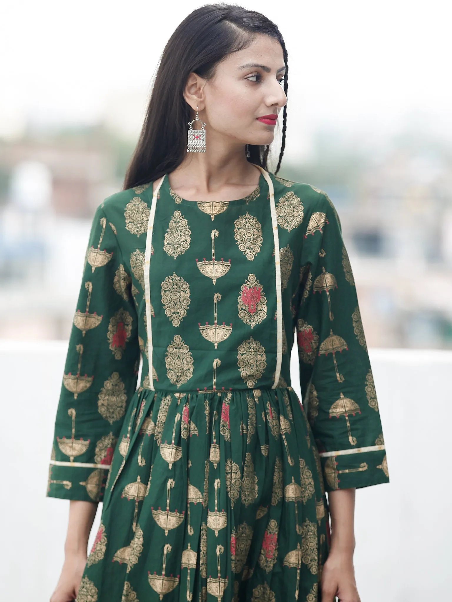 Utsav Flair - Hand Block Printed Long Cotton Dress - D351FXXX