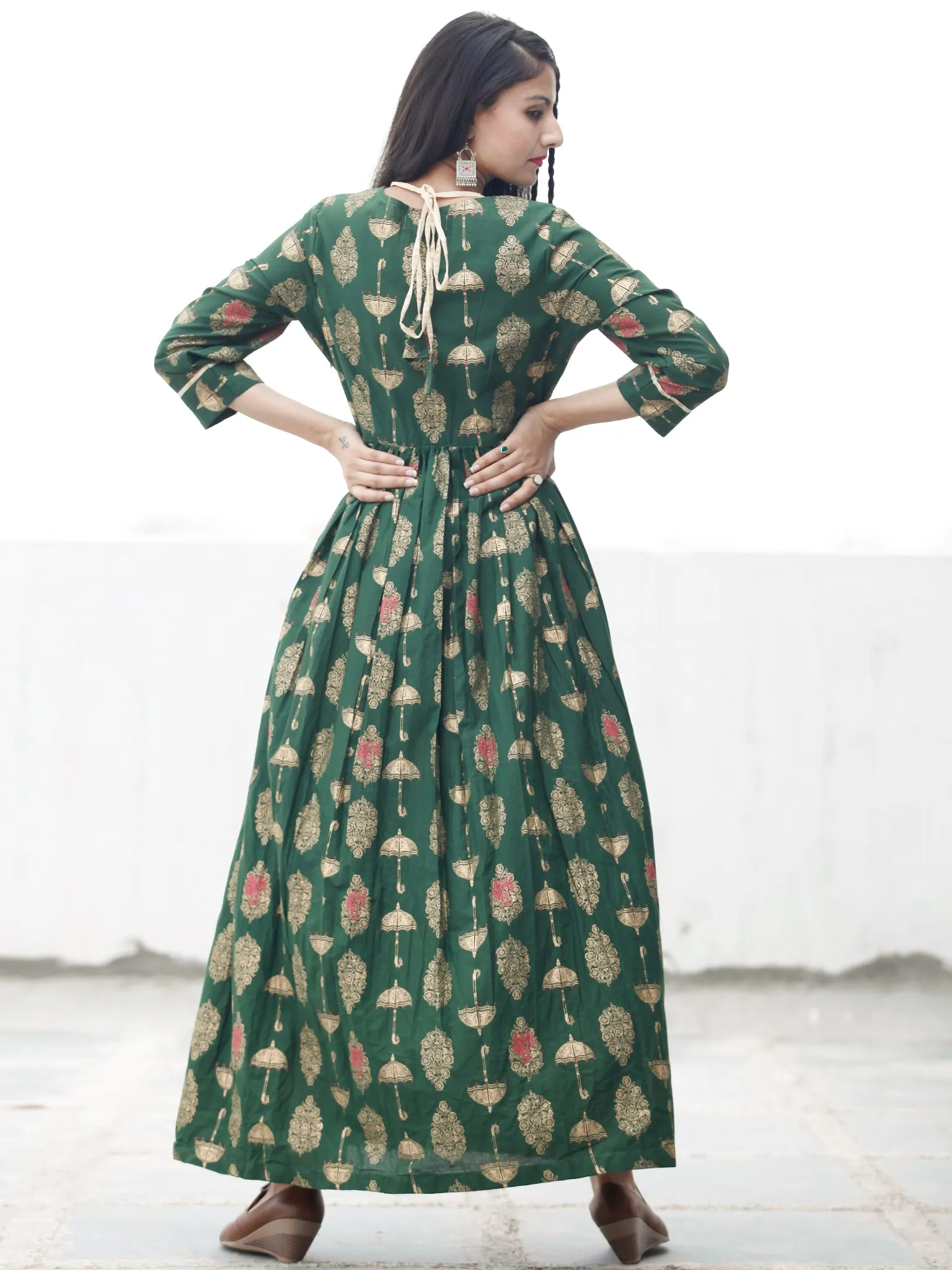 Utsav Flair - Hand Block Printed Long Cotton Dress - D351FXXX