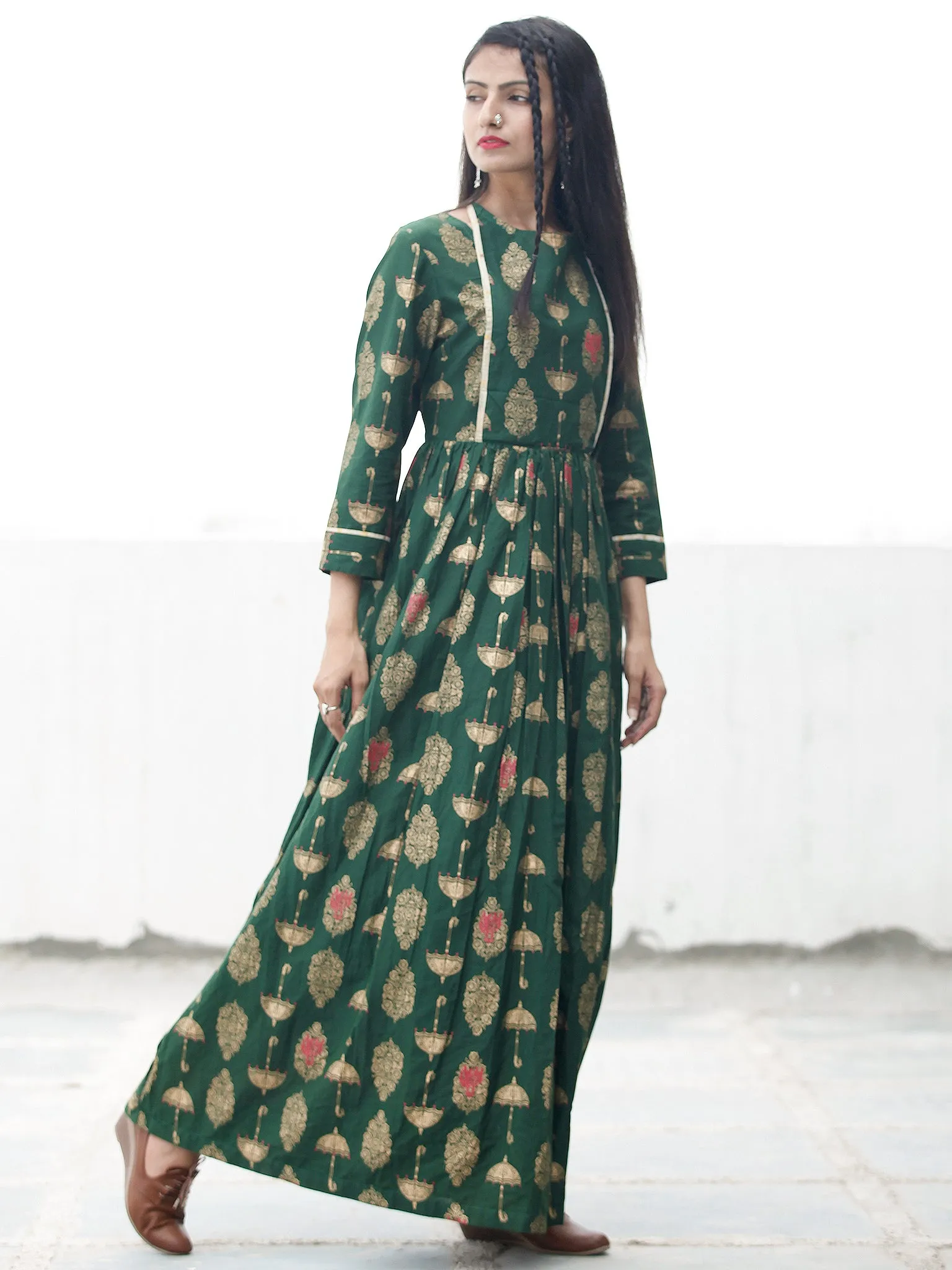 Utsav Flair - Hand Block Printed Long Cotton Dress - D351FXXX