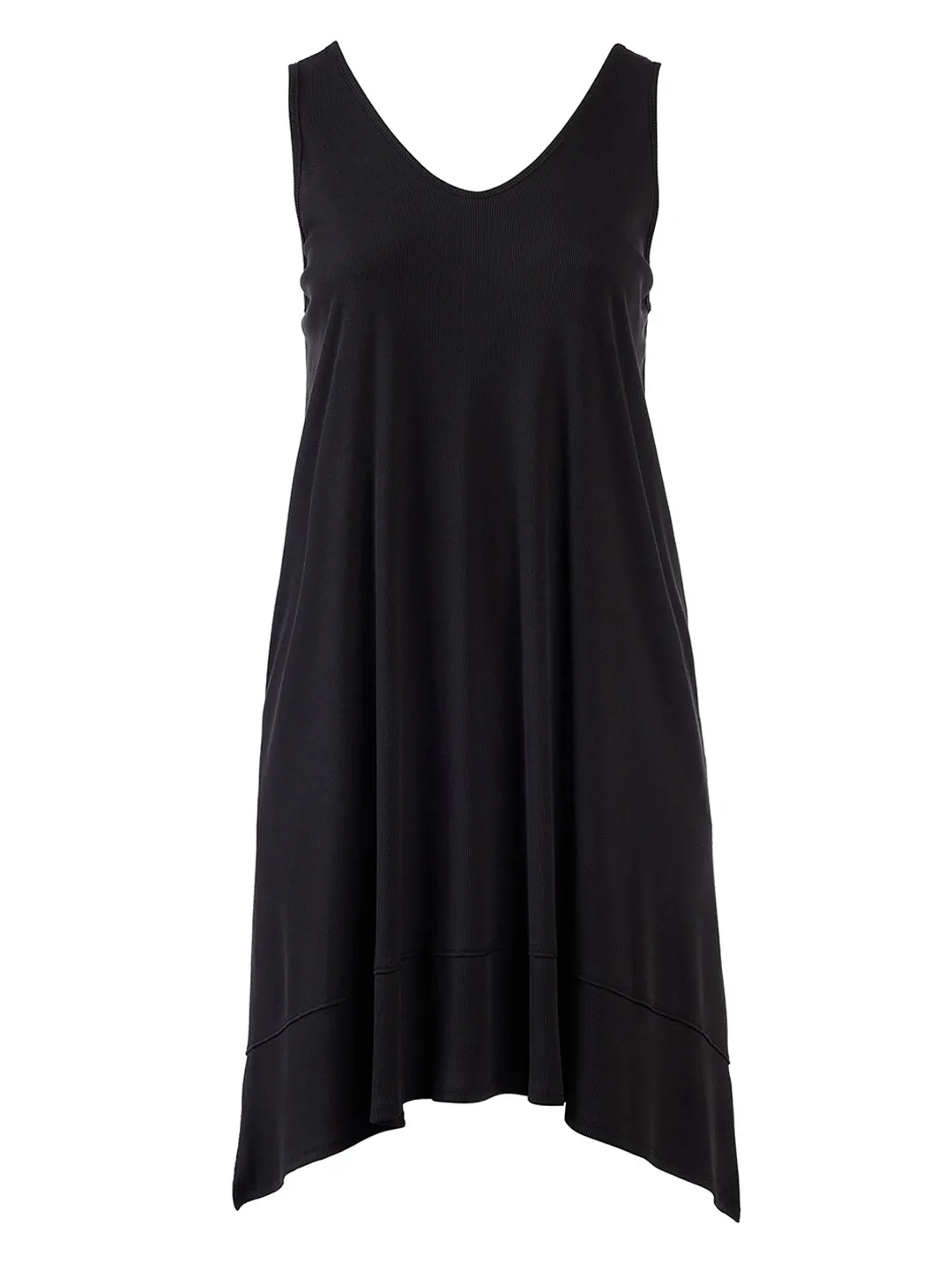 V-Neck Black A-Line Dress