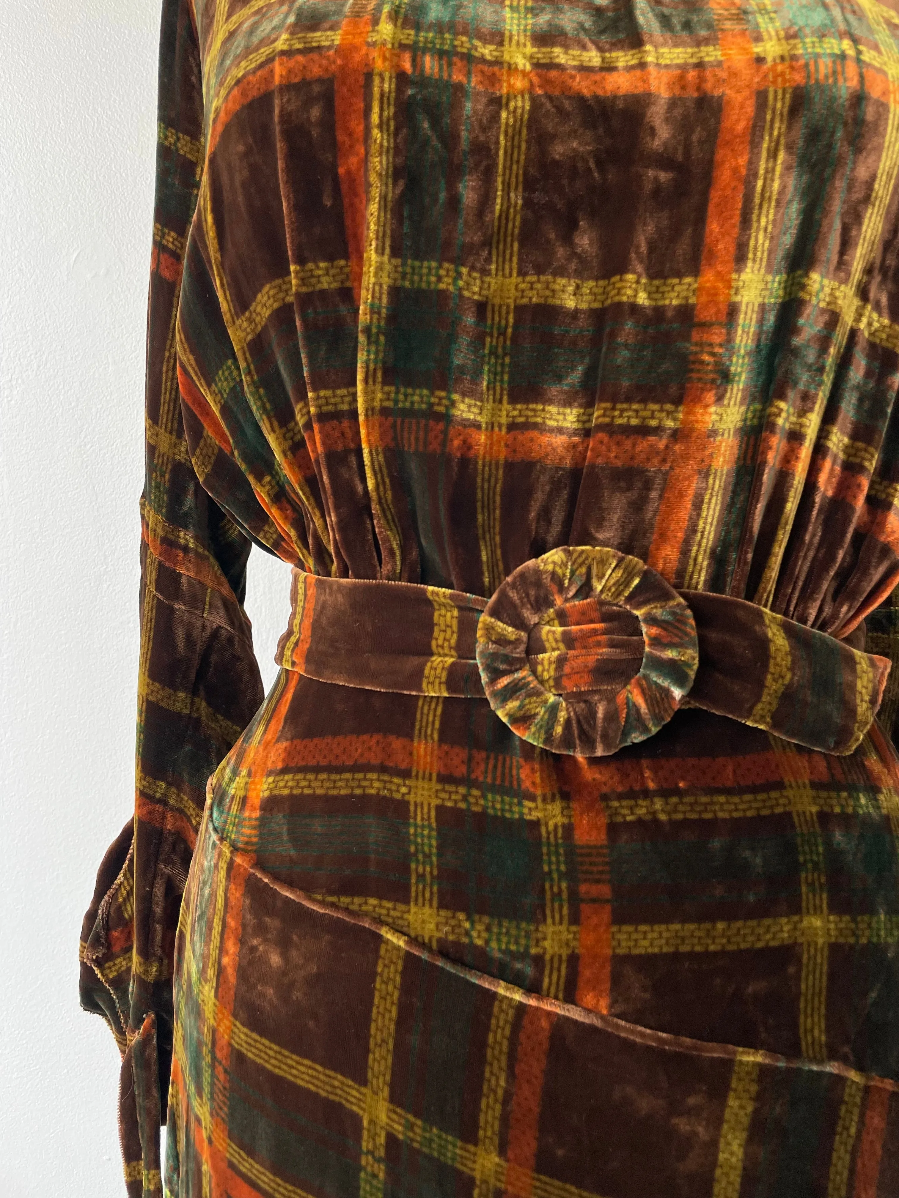 Velvet Tartan Dress | 1930s