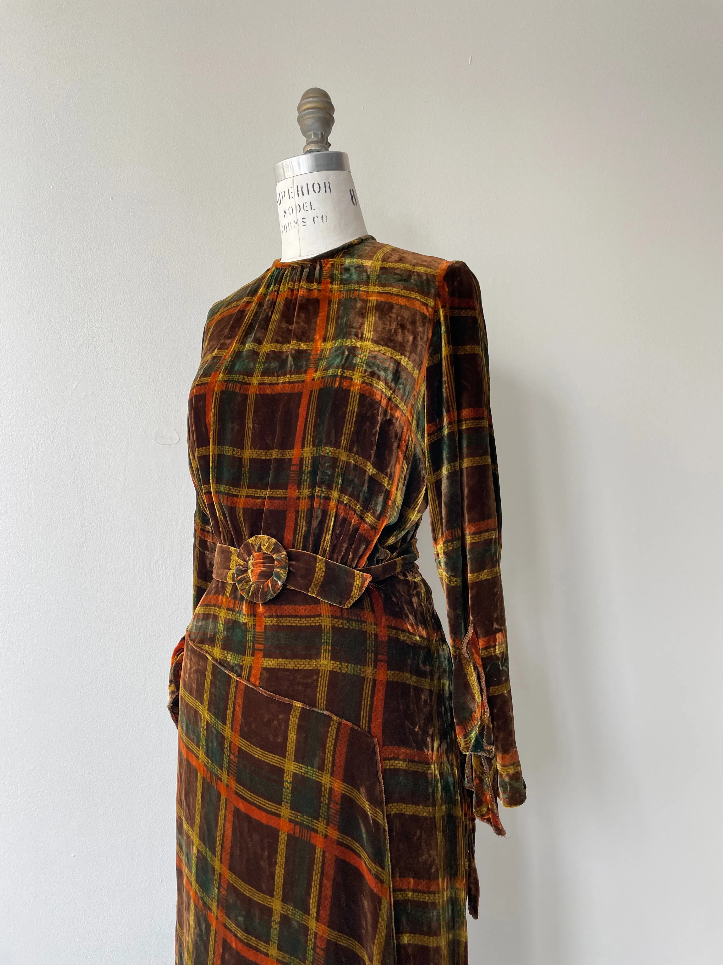 Velvet Tartan Dress | 1930s