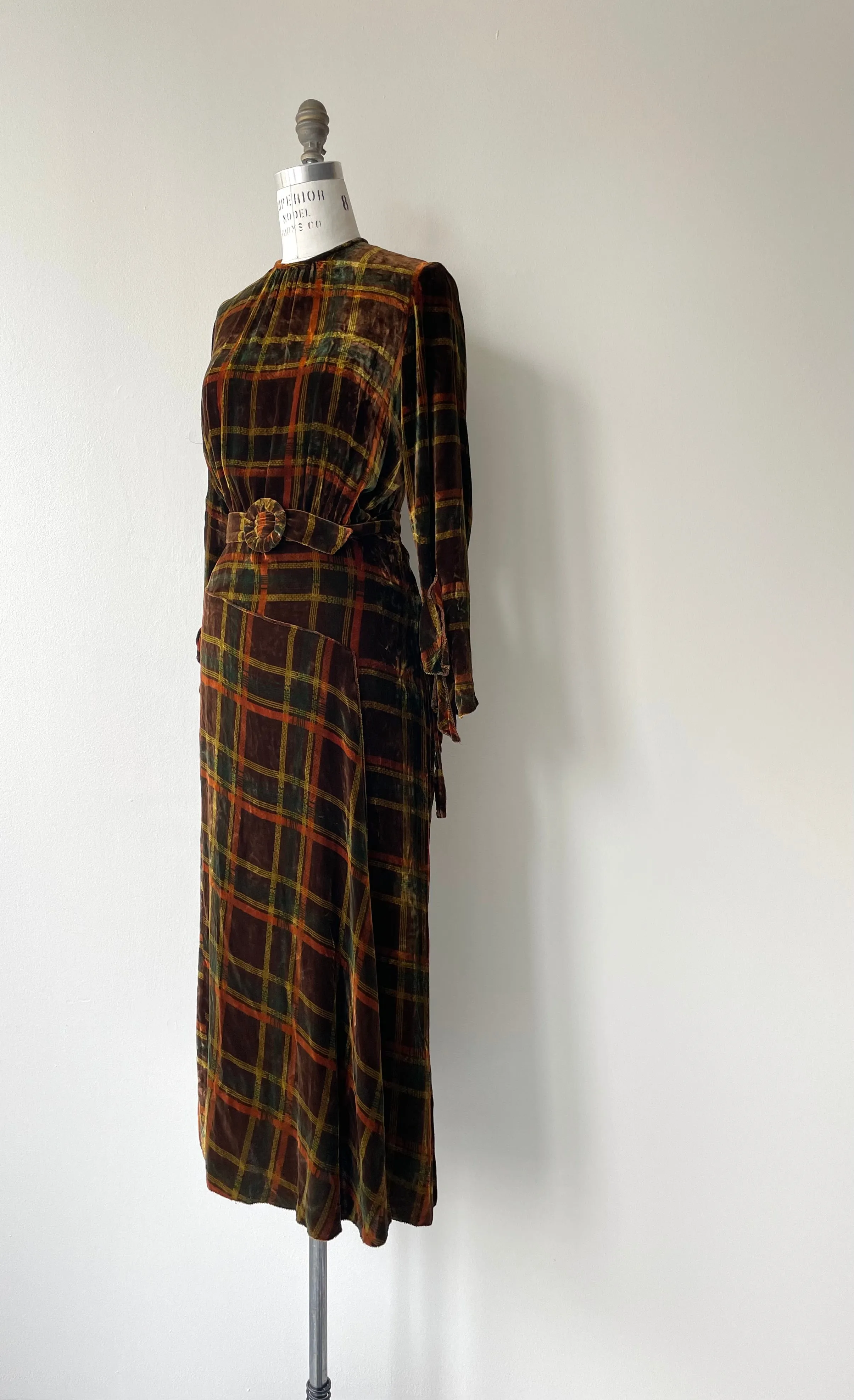 Velvet Tartan Dress | 1930s