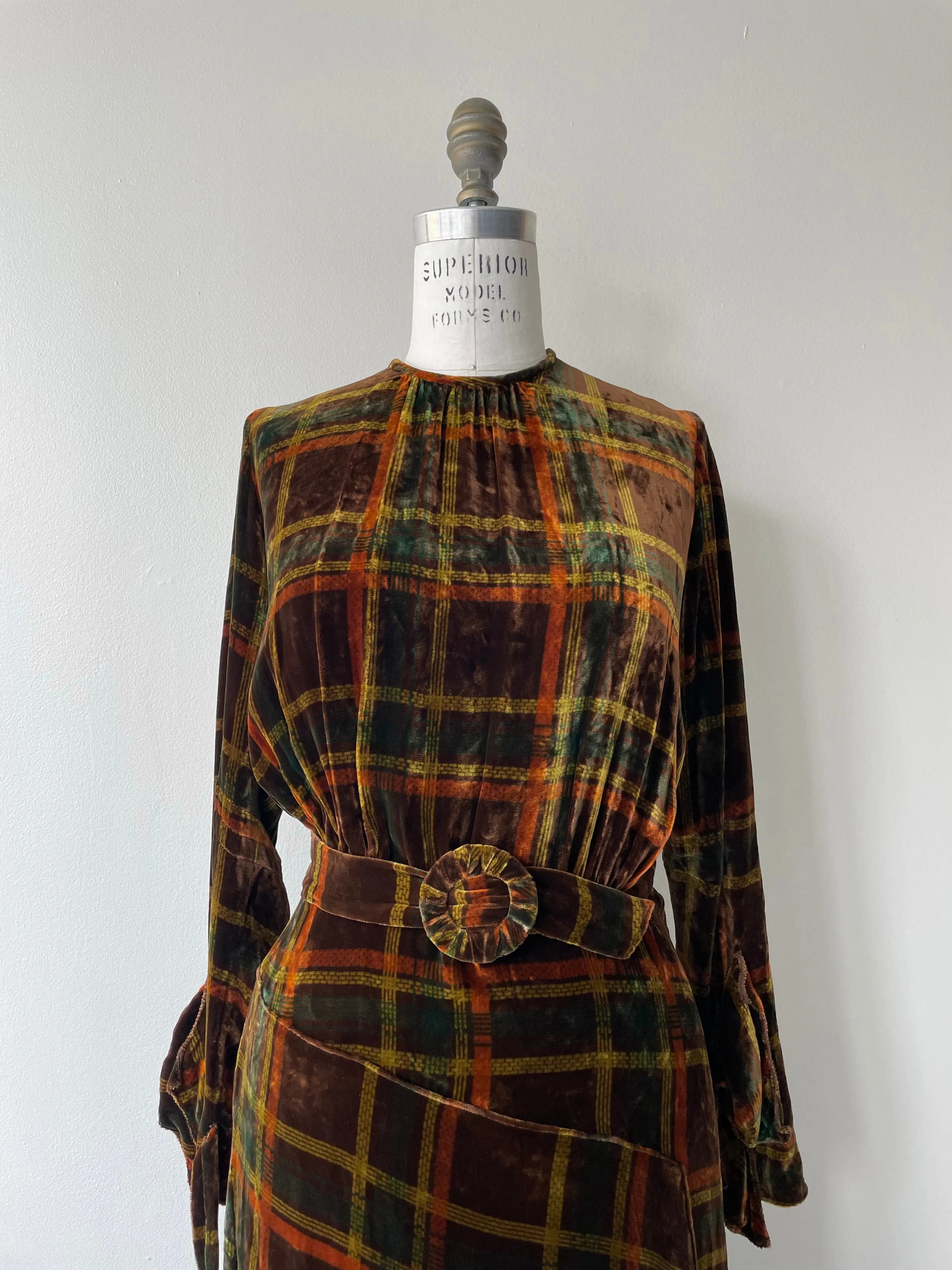 Velvet Tartan Dress | 1930s