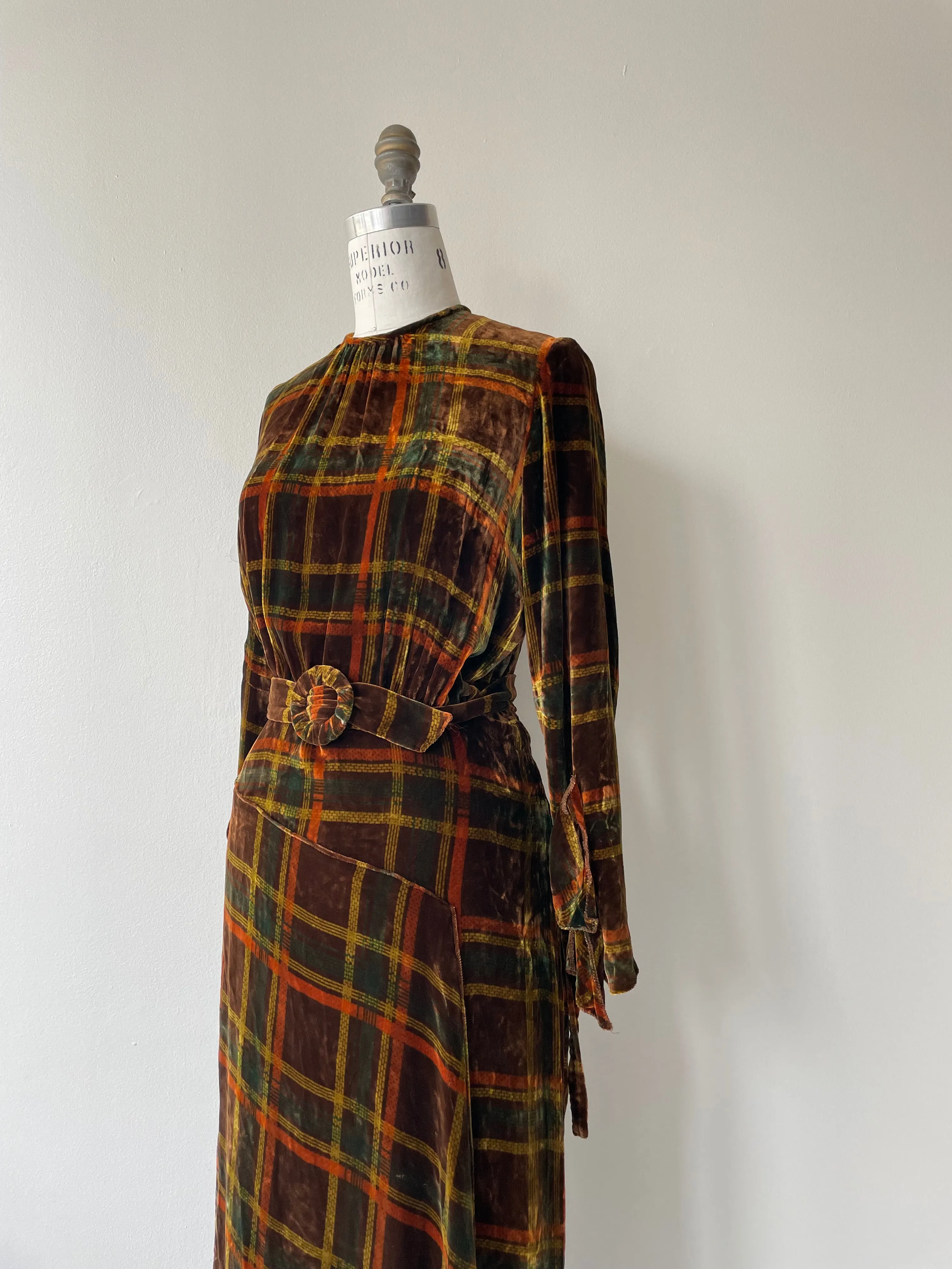 Velvet Tartan Dress | 1930s
