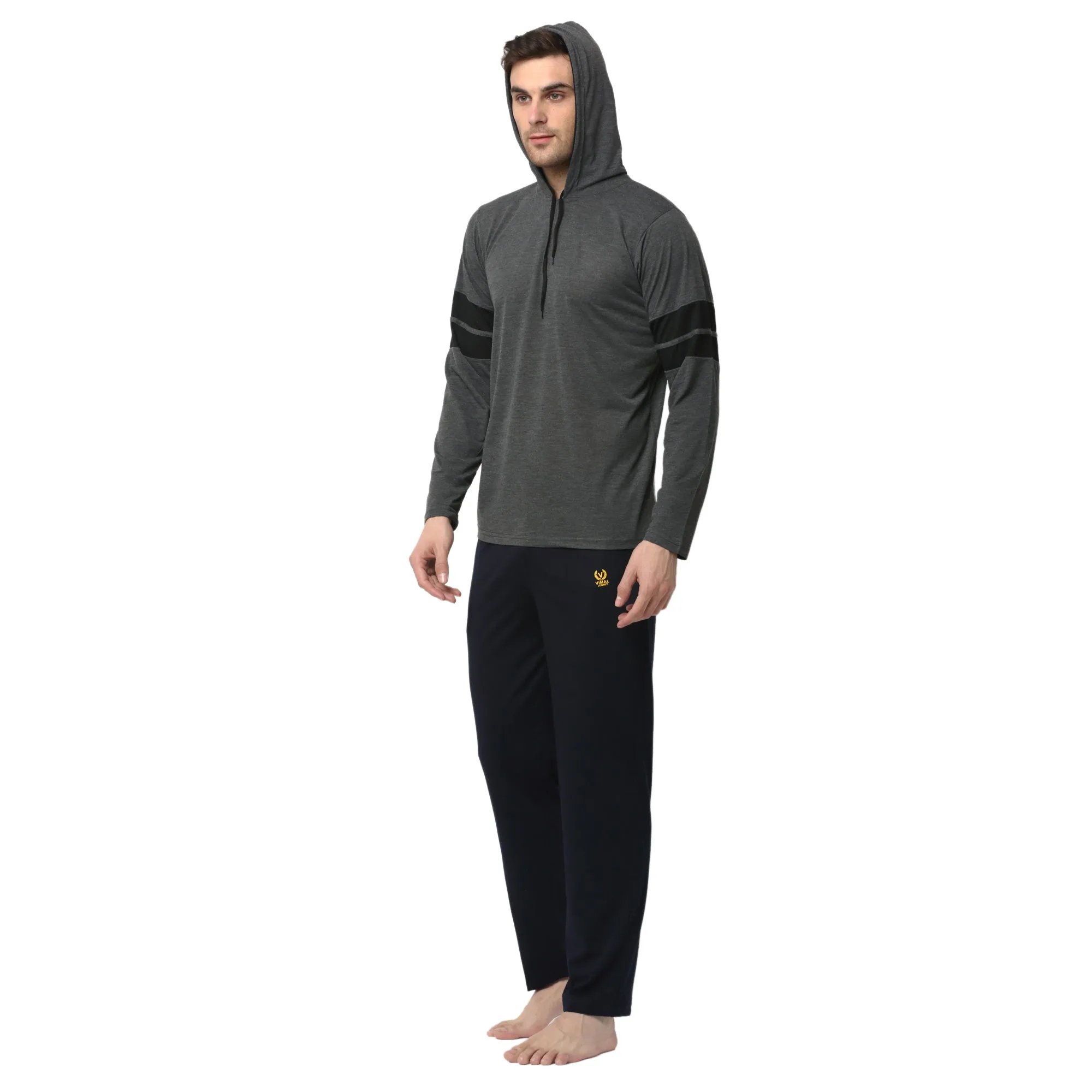 Vimal Jonney Grey Dark Blue Night Suit For Men's
