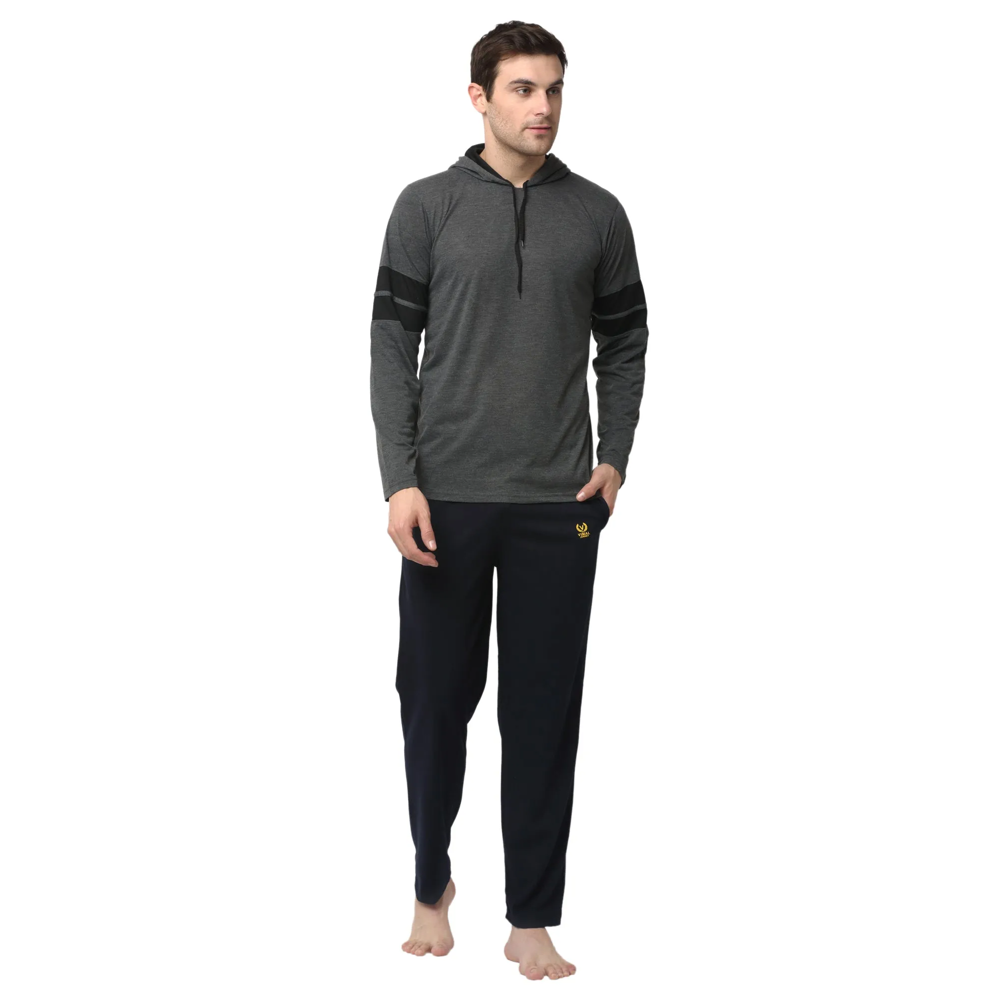 Vimal Jonney Grey Dark Blue Night Suit For Men's
