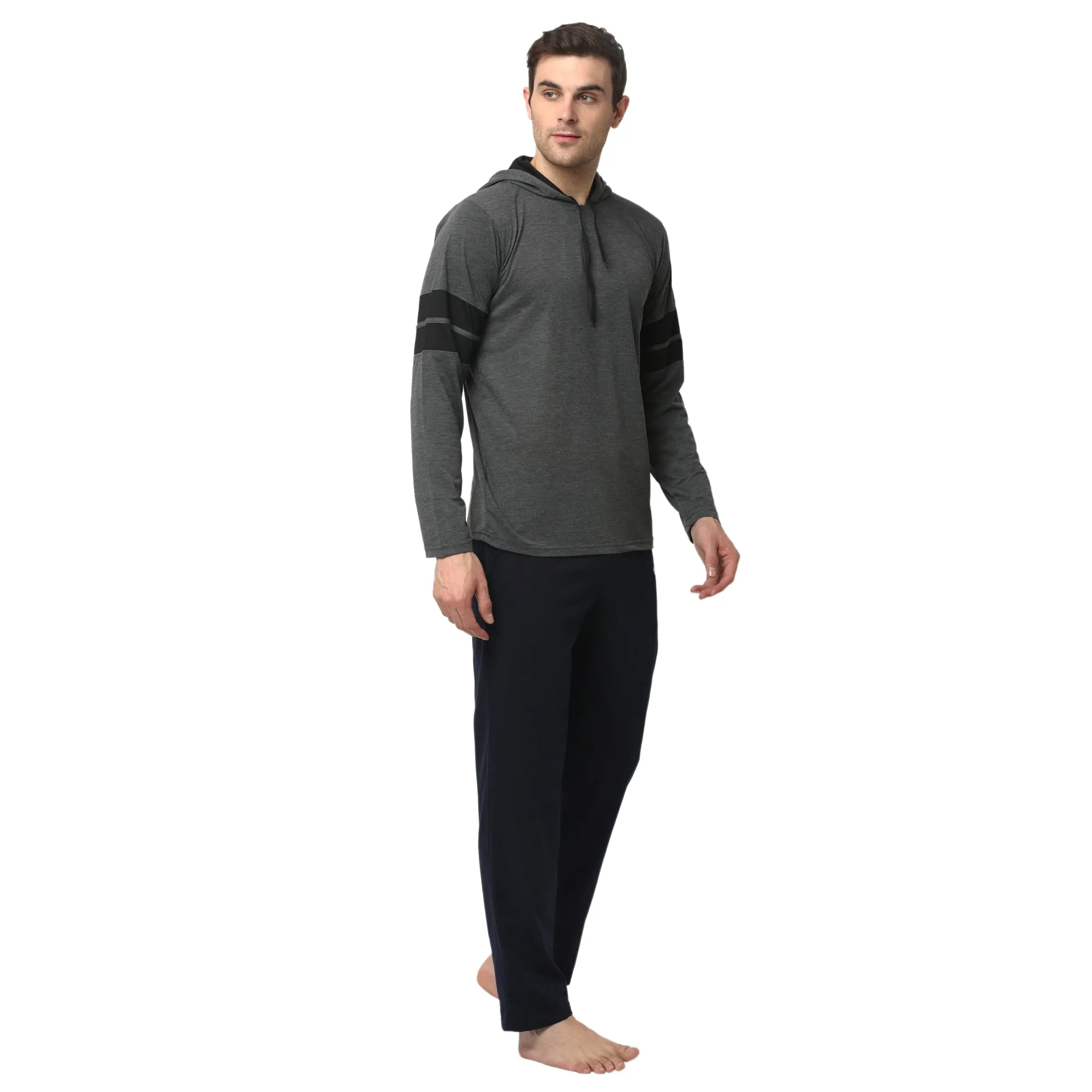 Vimal Jonney Grey Dark Blue Night Suit For Men's