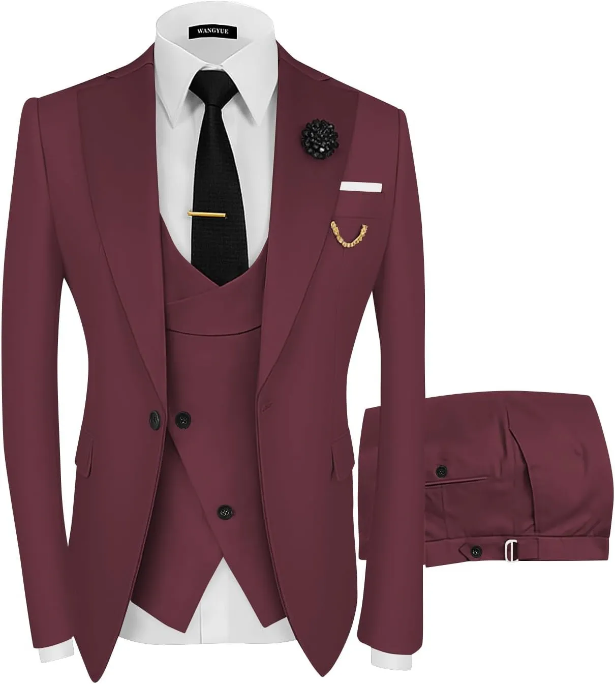 Wangyue Mens Suit 3 Piece Slim Fit Suits for Men Wedding Prom Tuxedo for Men Formal Business Suit