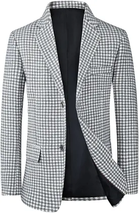 Wankang Mens Clasic Fit Plaid Suit Jacket One Button Daily Blazer Sport Coat for Men Casual Business Lightweight Balzers