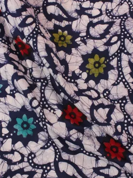 White Multi Color Hand Block Printed Cotton Fabric Per Meter - F0916335