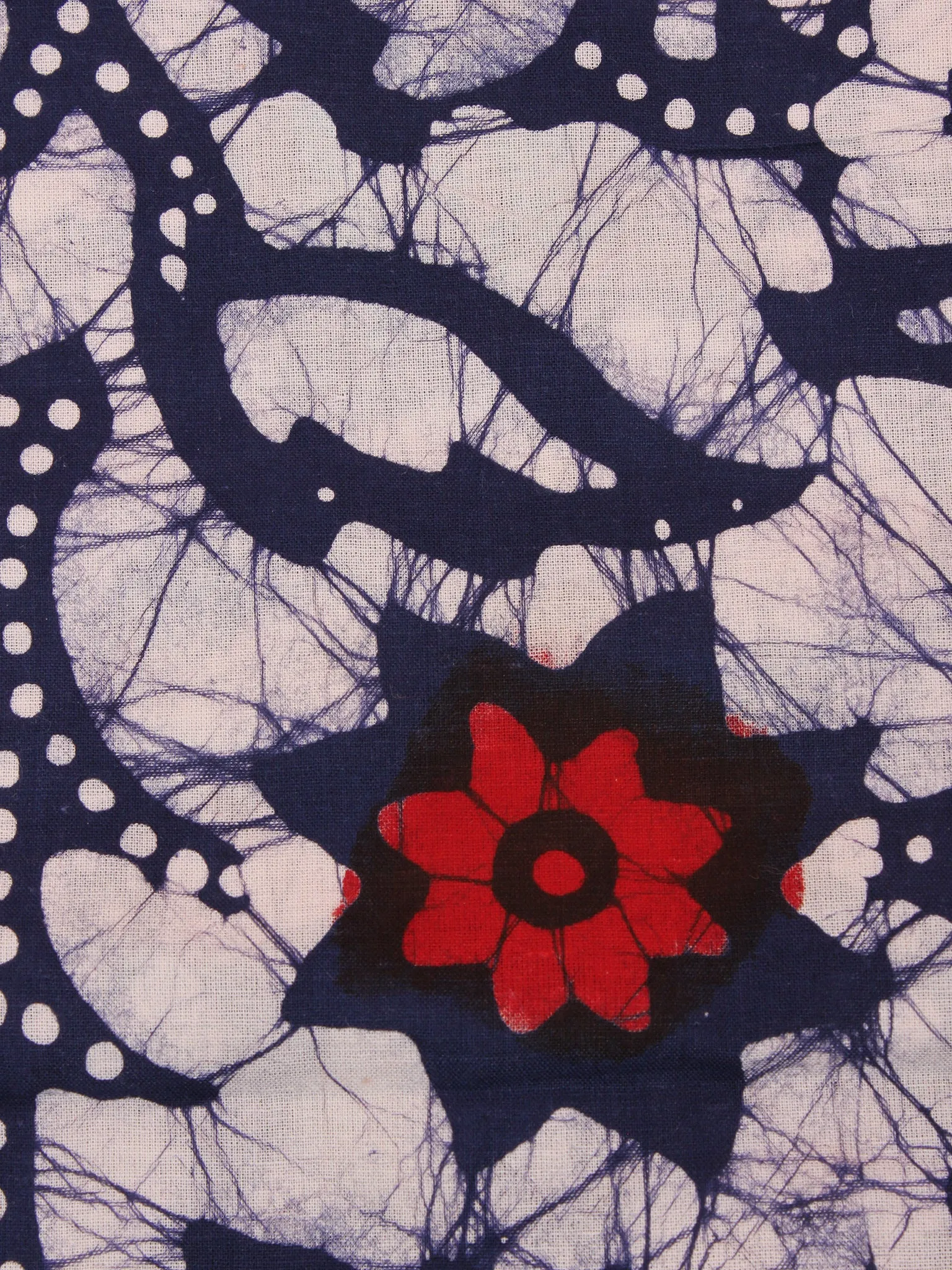 White Multi Color Hand Block Printed Cotton Fabric Per Meter - F0916335