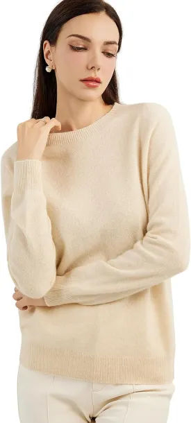 Women's 100% Pure Cashmere Sweater 2025 Fall Winter Crew Neck Long Sleeve Warm Soft Knitted Pullover