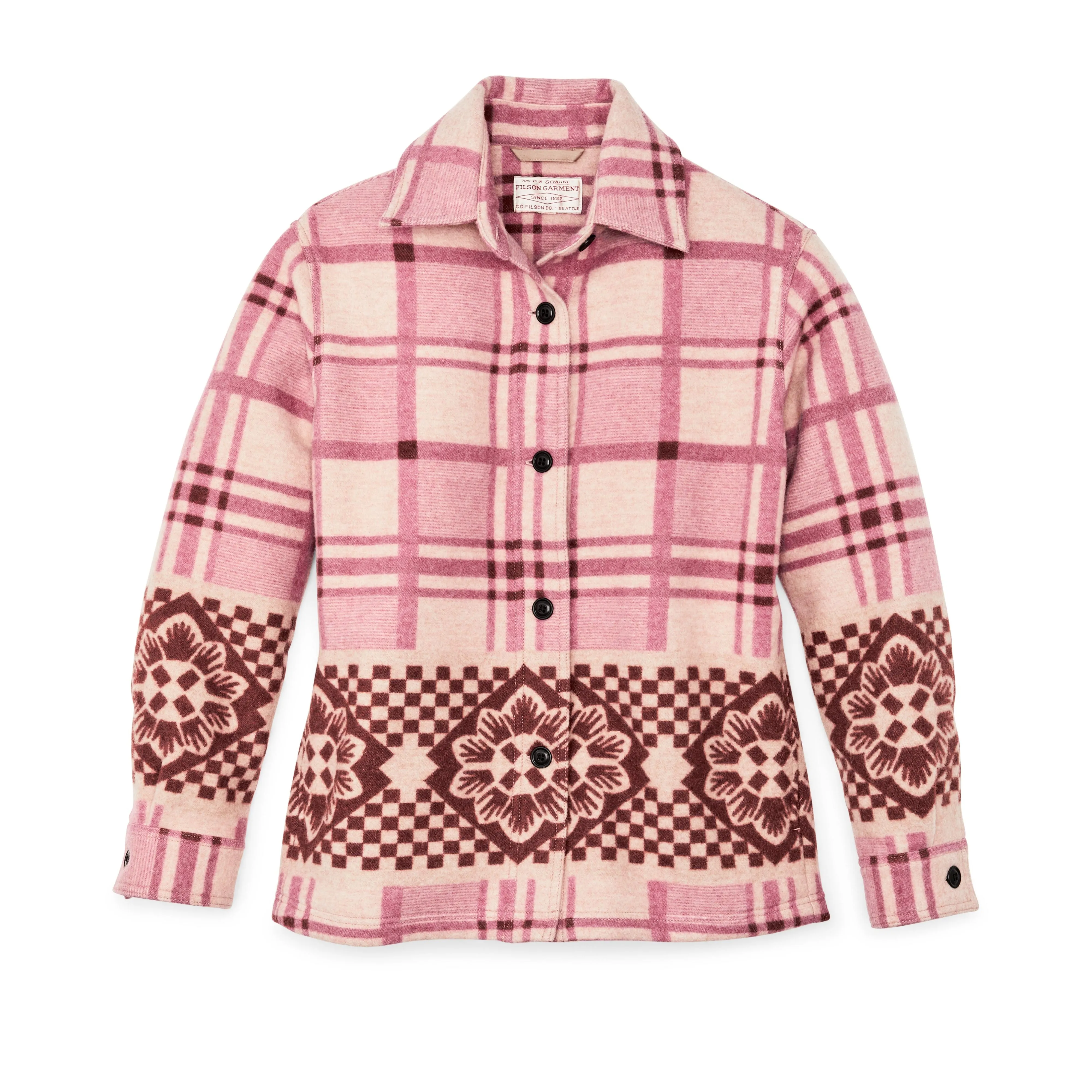 Women's Blanket Wool Overshirt- Flower Plaid