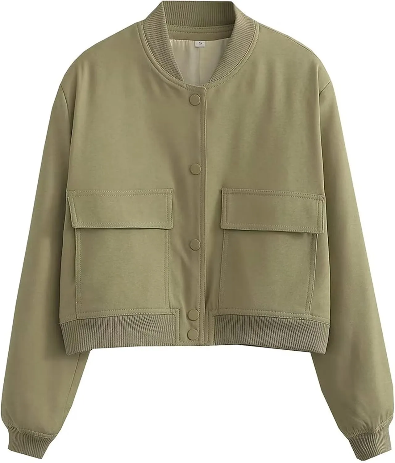 Womens Cropped Bomber Jacket Button Down Varsity Jackets Shackets with Pockets